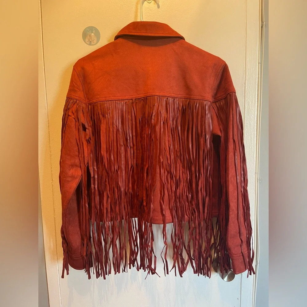 Juicy Couture Women's Bold Rust Suede Fringe Jacket New with tags. Size S - Picture 7 of 8